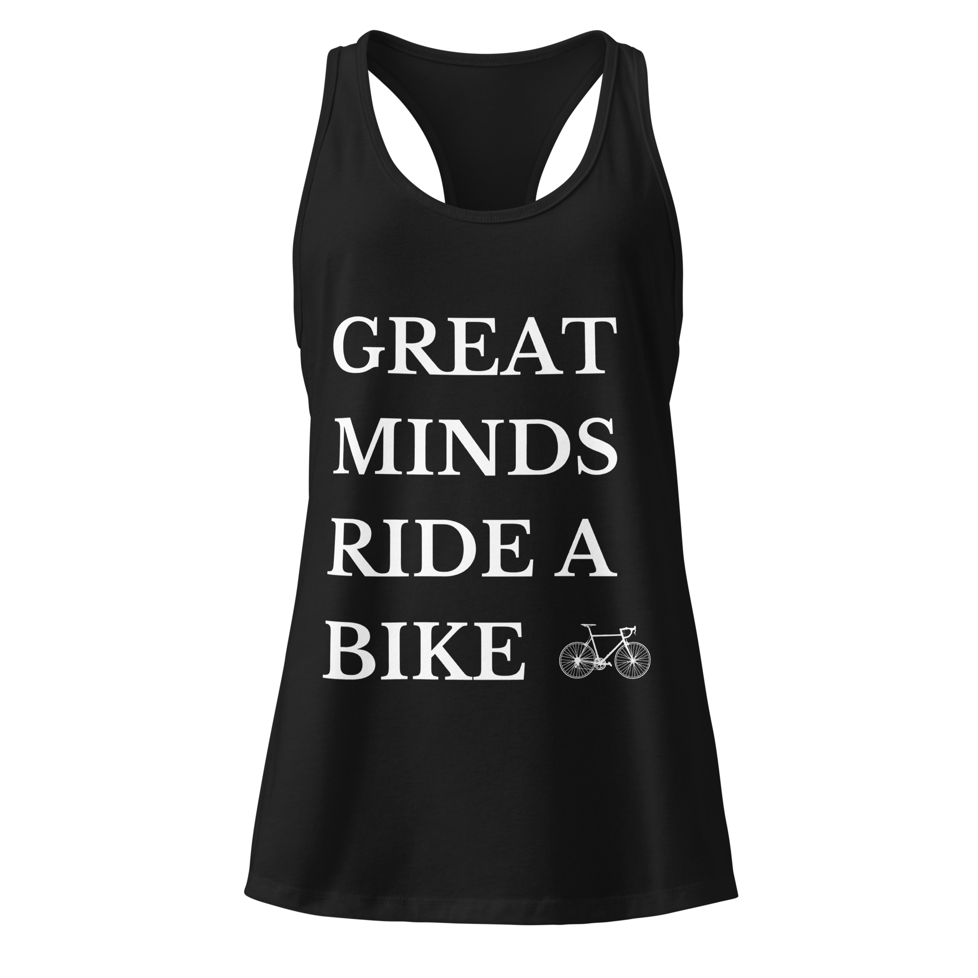 Great Minds Ride a Bike Women’s Tank Top | Cycling Workout Racerback - Cyclist Hive