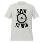 Spin to Win Cycling T-Shirt | Black Text Funny Cycling Tee for Riders - Cyclist Hive