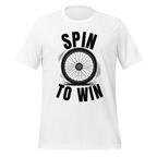 Spin to Win Cycling T-Shirt | Black Text Funny Cycling Tee for Riders - Cyclist Hive