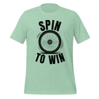 Spin to Win Cycling T-Shirt | Black Text Funny Cycling Tee for Riders - Cyclist Hive