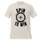 Spin to Win Cycling T-Shirt | Black Text Funny Cycling Tee for Riders - Cyclist Hive
