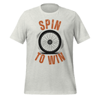 Spin to Win Cycling T-Shirt | Orange Retro Lettering Bike Tee - Cyclist Hive