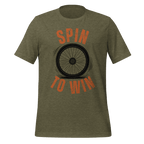 Spin to Win Cycling T-Shirt | Orange Retro Lettering Bike Tee - Cyclist Hive