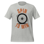 Spin to Win Cycling T-Shirt | Orange Retro Lettering Bike Tee - Cyclist Hive