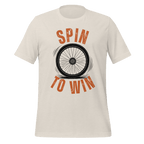 Spin to Win Cycling T-Shirt | Orange Retro Lettering Bike Tee - Cyclist Hive