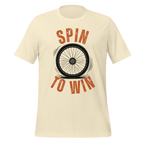 Spin to Win Cycling T-Shirt | Orange Retro Lettering Bike Tee - Cyclist Hive