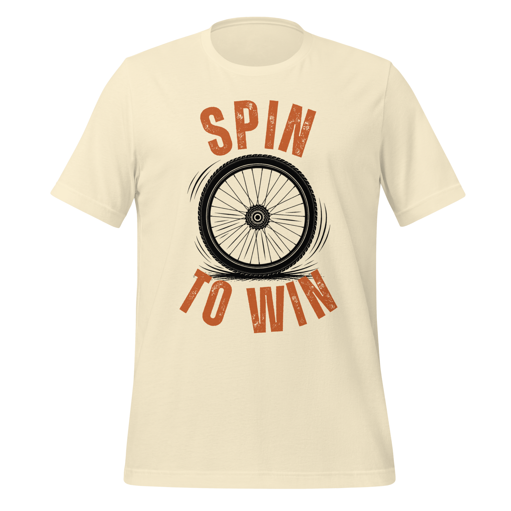 Spin to Win Cycling T-Shirt | Orange Retro Lettering Bike Tee - Cyclist Hive