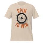 Spin to Win Cycling T-Shirt | Orange Retro Lettering Bike Tee - Cyclist Hive