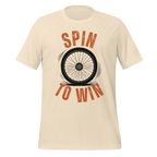Spin to Win Cycling T-Shirt | Orange Retro Lettering Bike Tee - Cyclist Hive