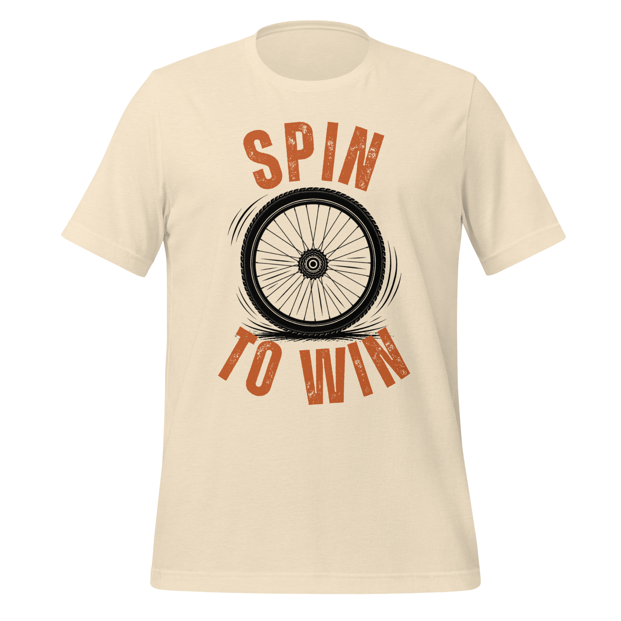 Spin to Win Cycling T-Shirt | Orange Retro Lettering Bike Tee - Cyclist Hive