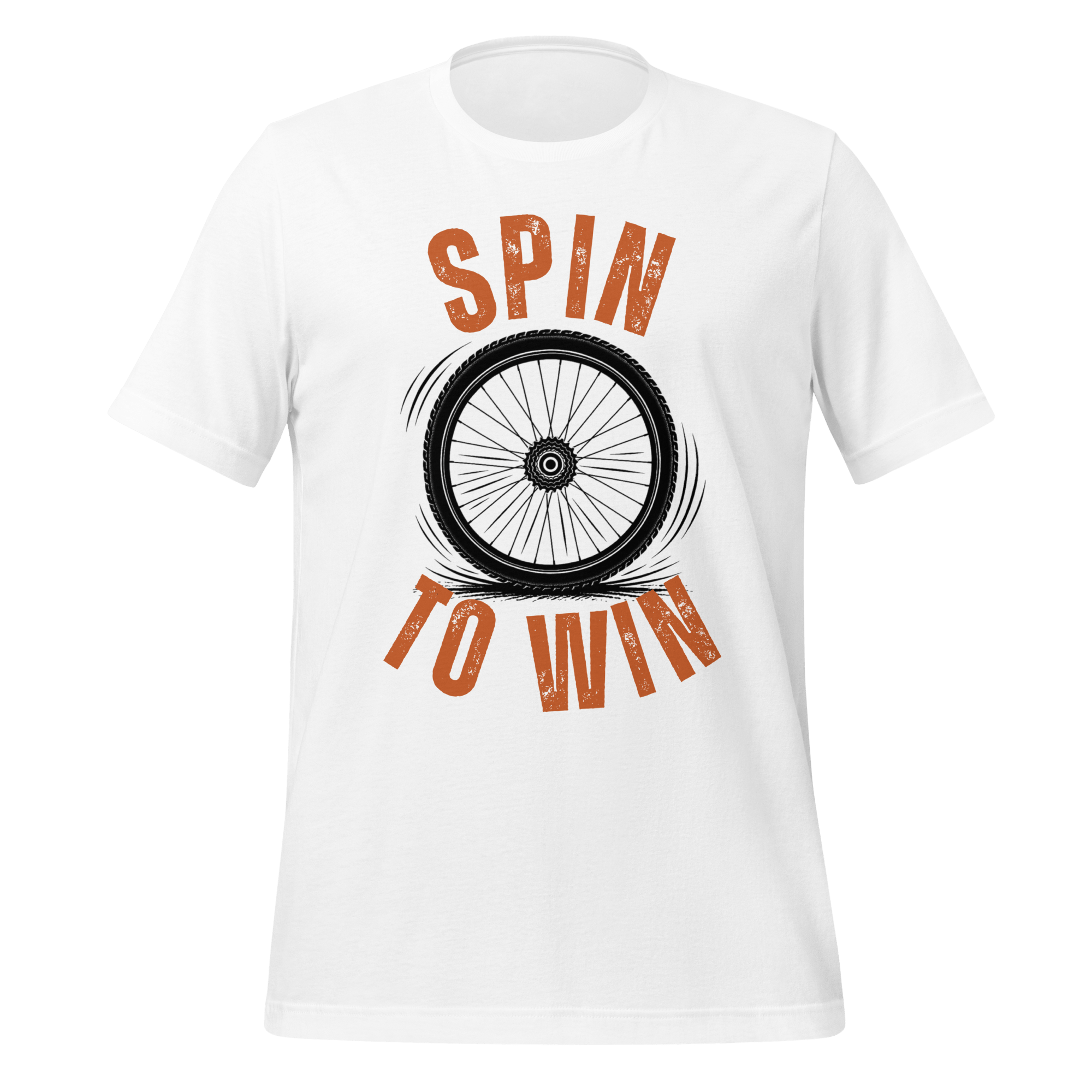 Spin to Win Cycling T-Shirt | Orange Retro Lettering Bike Tee - Cyclist Hive