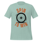 Spin to Win Cycling T-Shirt | Orange Retro Lettering Bike Tee - Cyclist Hive