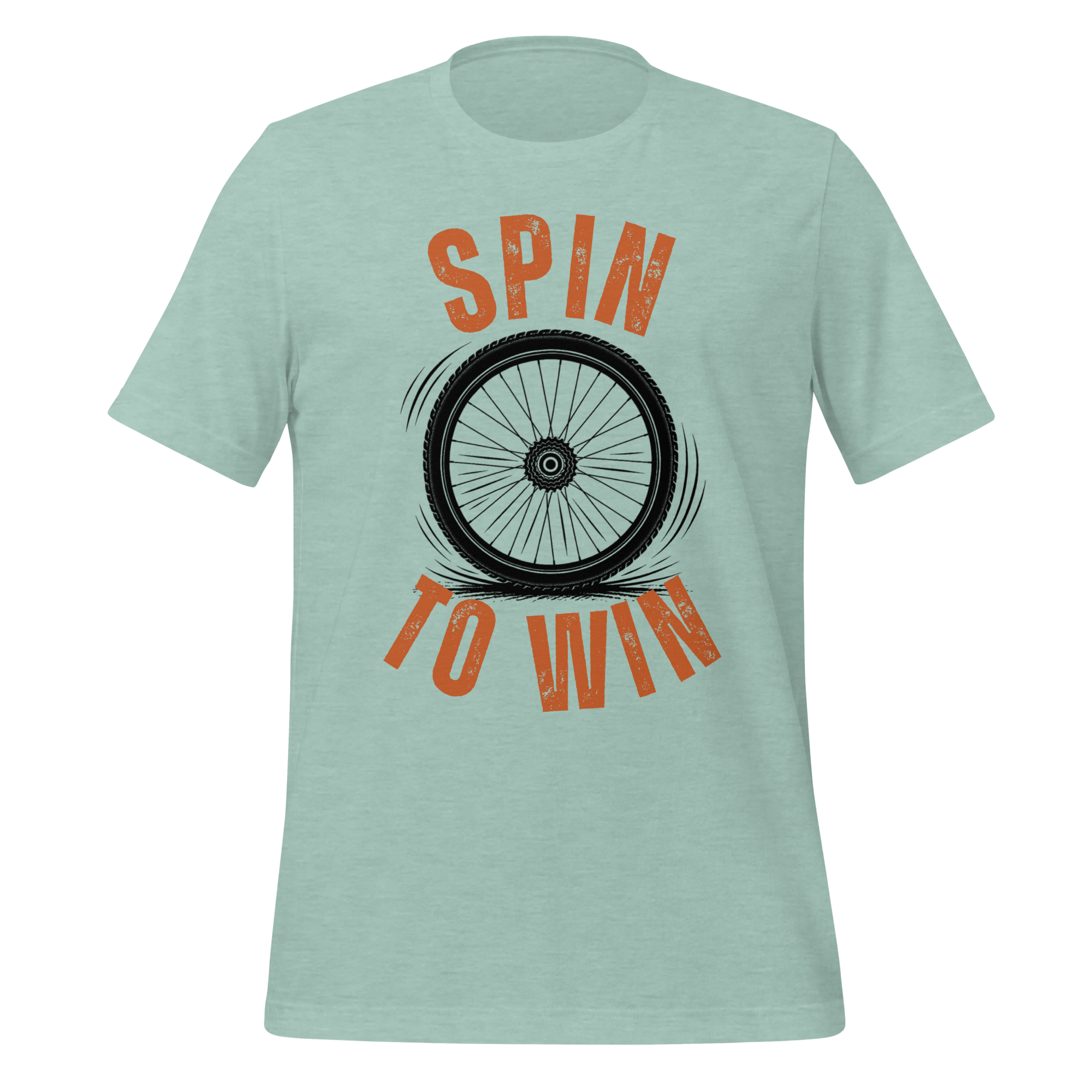 Spin to Win Cycling T-Shirt | Orange Retro Lettering Bike Tee - Cyclist Hive