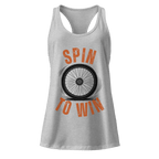 Spin to Win Orange Retro Lettering | Women’s Racerback Tank - Cyclist Hive
