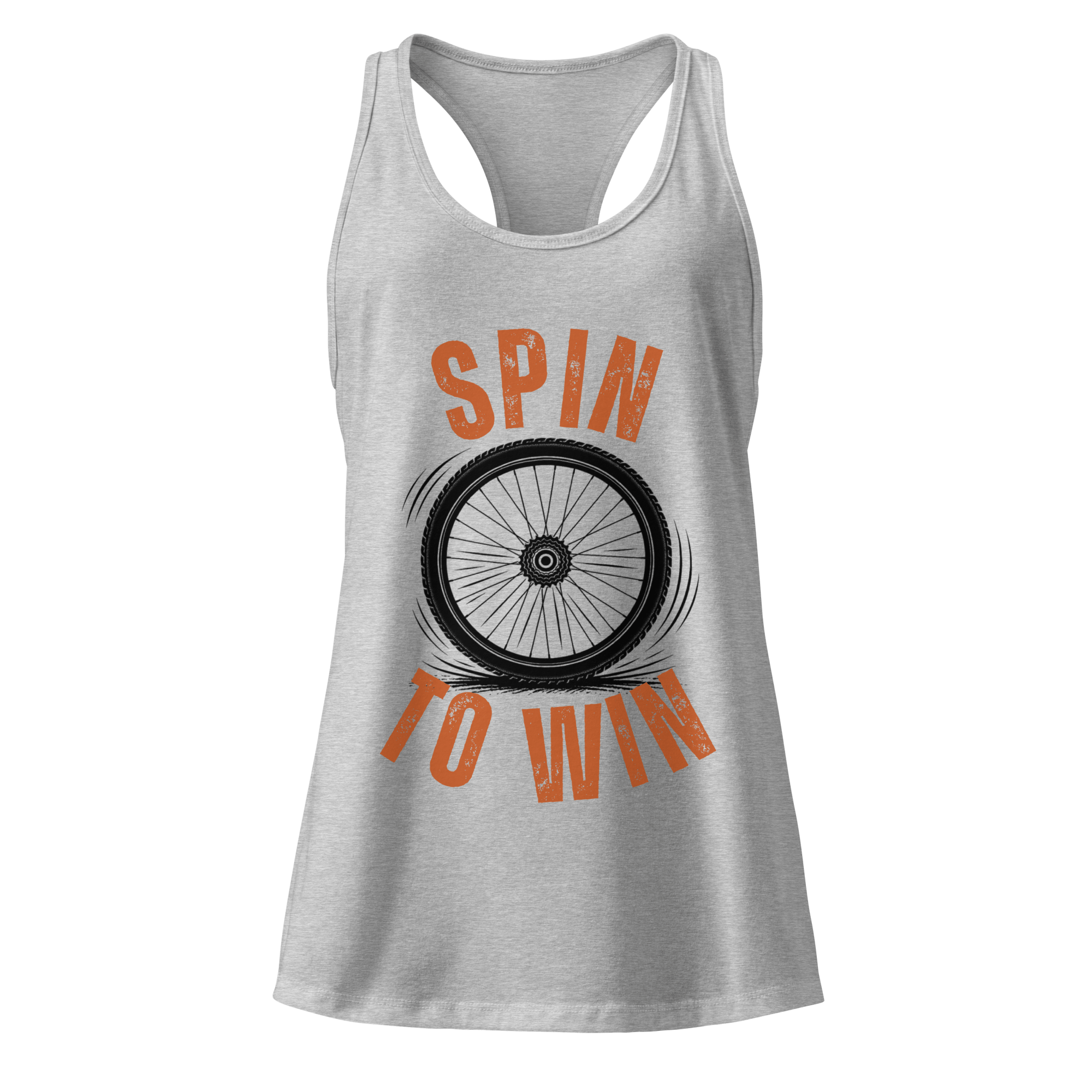 Spin to Win Orange Retro Lettering | Women’s Racerback Tank - Cyclist Hive