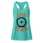 Spin to Win Orange Retro Lettering | Women’s Racerback Tank - Cyclist Hive