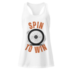 Spin to Win Orange Retro Lettering | Women’s Racerback Tank - Cyclist Hive