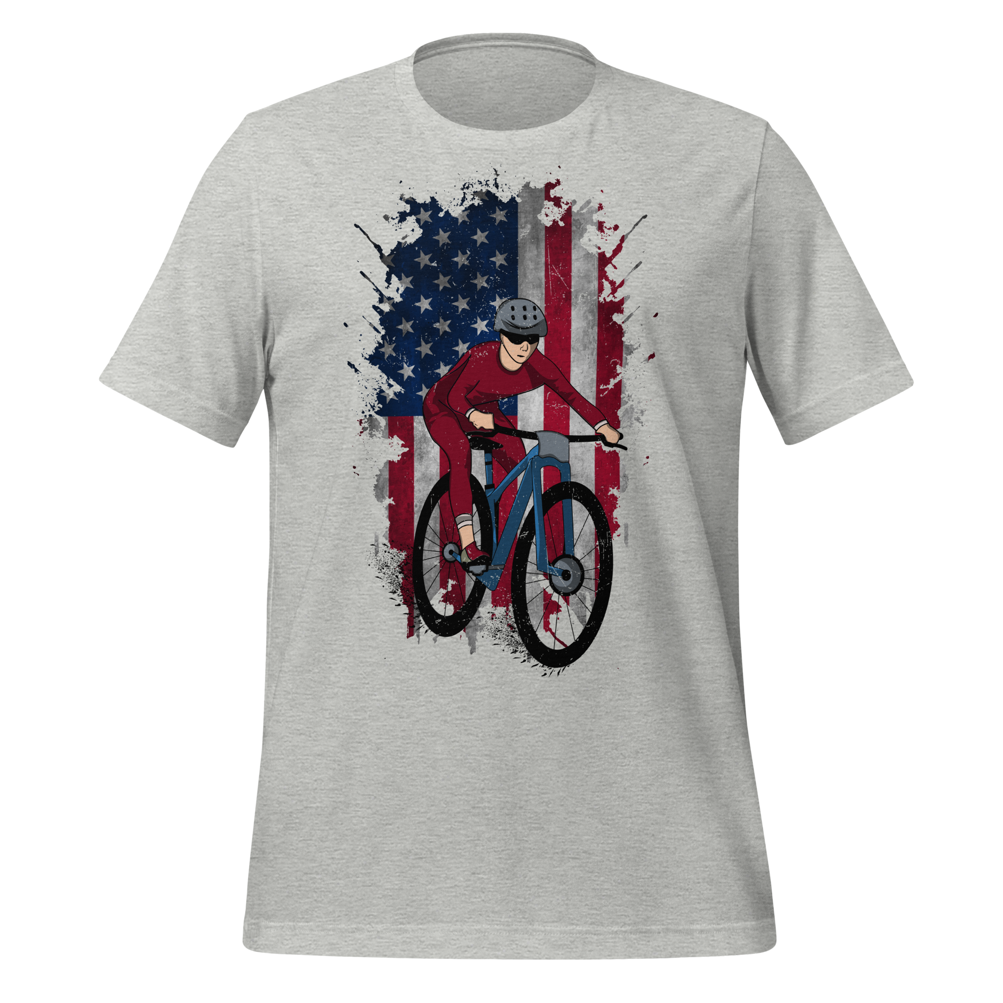 Mountain Bike American Flag T-Shirt | Patriotic Cycling Tee   Cyclist Hive