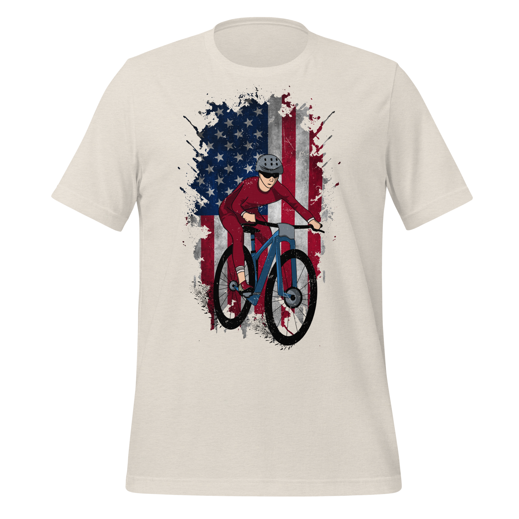 Mountain Bike American Flag T-Shirt | Patriotic Cycling Tee   Cyclist Hive