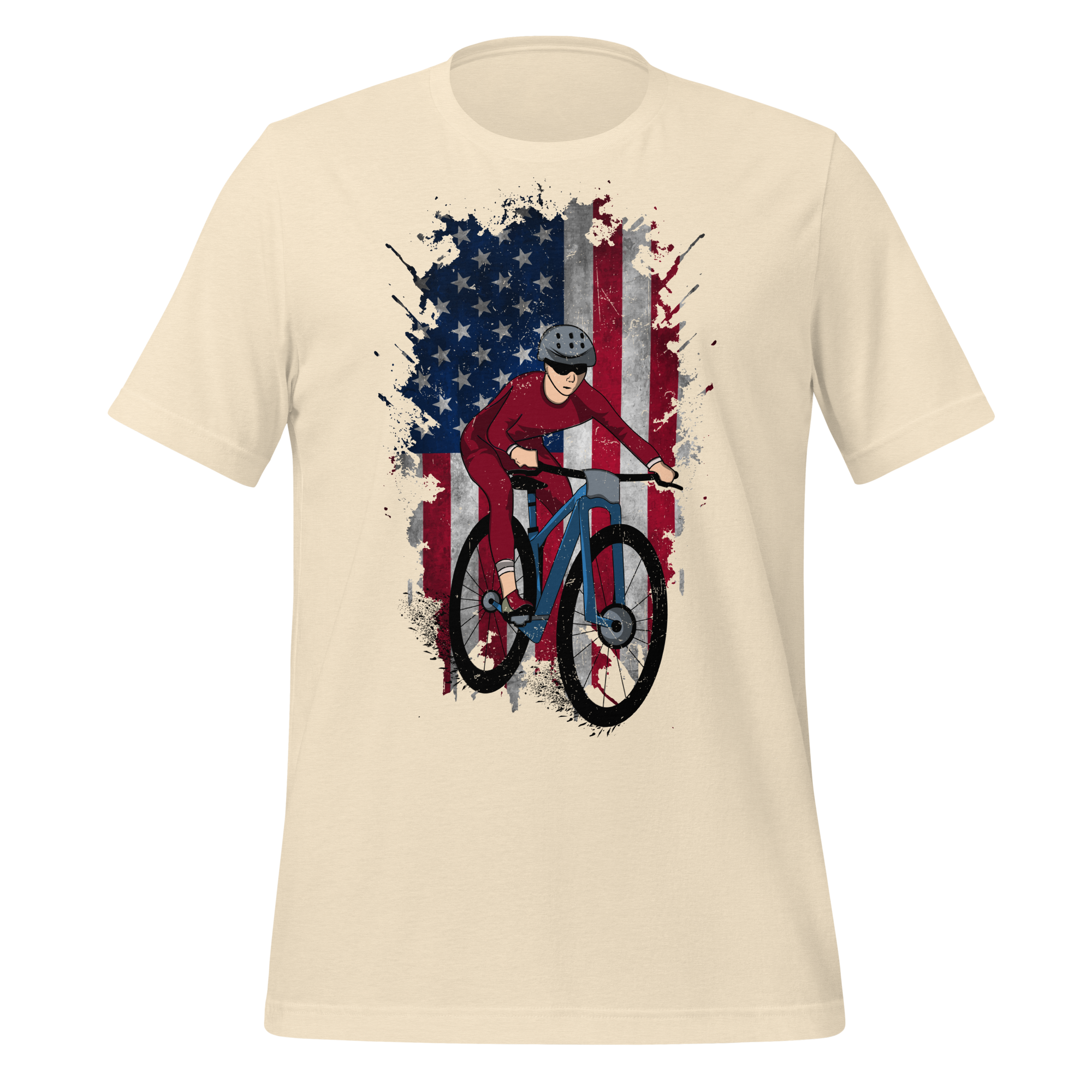 Mountain Bike American Flag T-Shirt | Patriotic Cycling Tee   Cyclist Hive