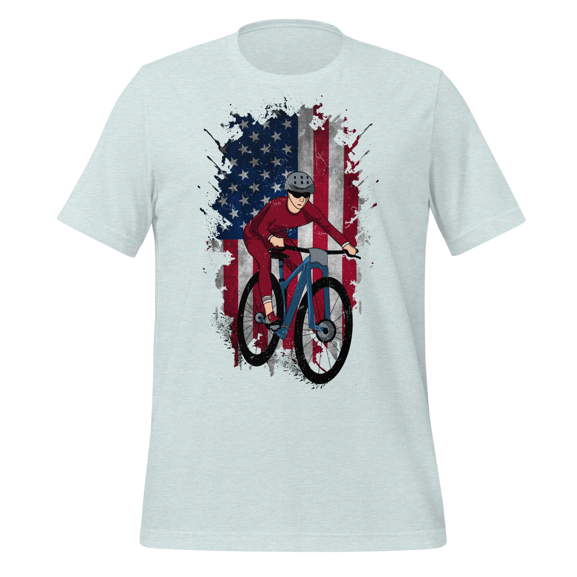 Mountain Bike American Flag T-Shirt | Patriotic Cycling Tee   Cyclist Hive