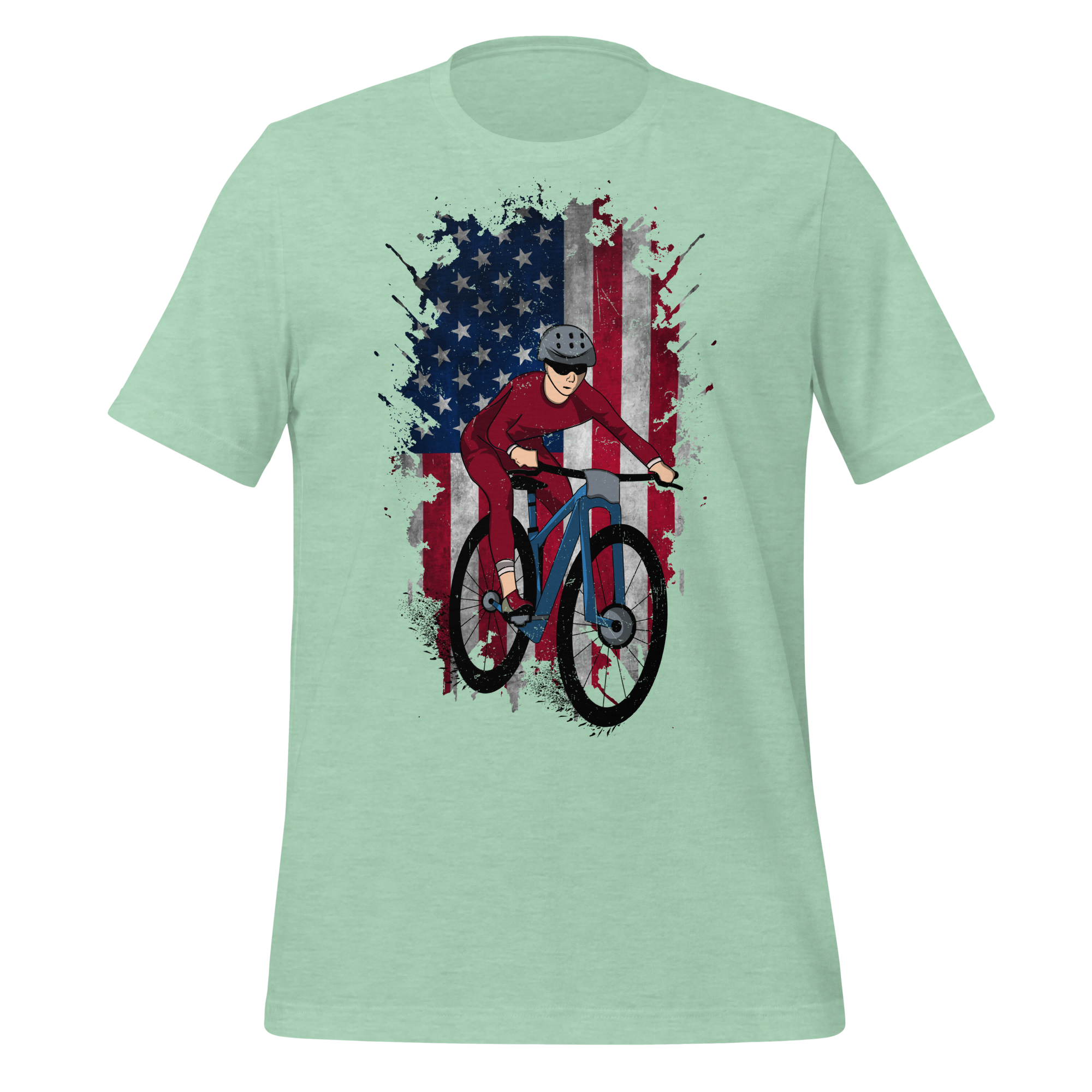 Mountain Bike American Flag T-Shirt | Patriotic Cycling Tee   Cyclist Hive