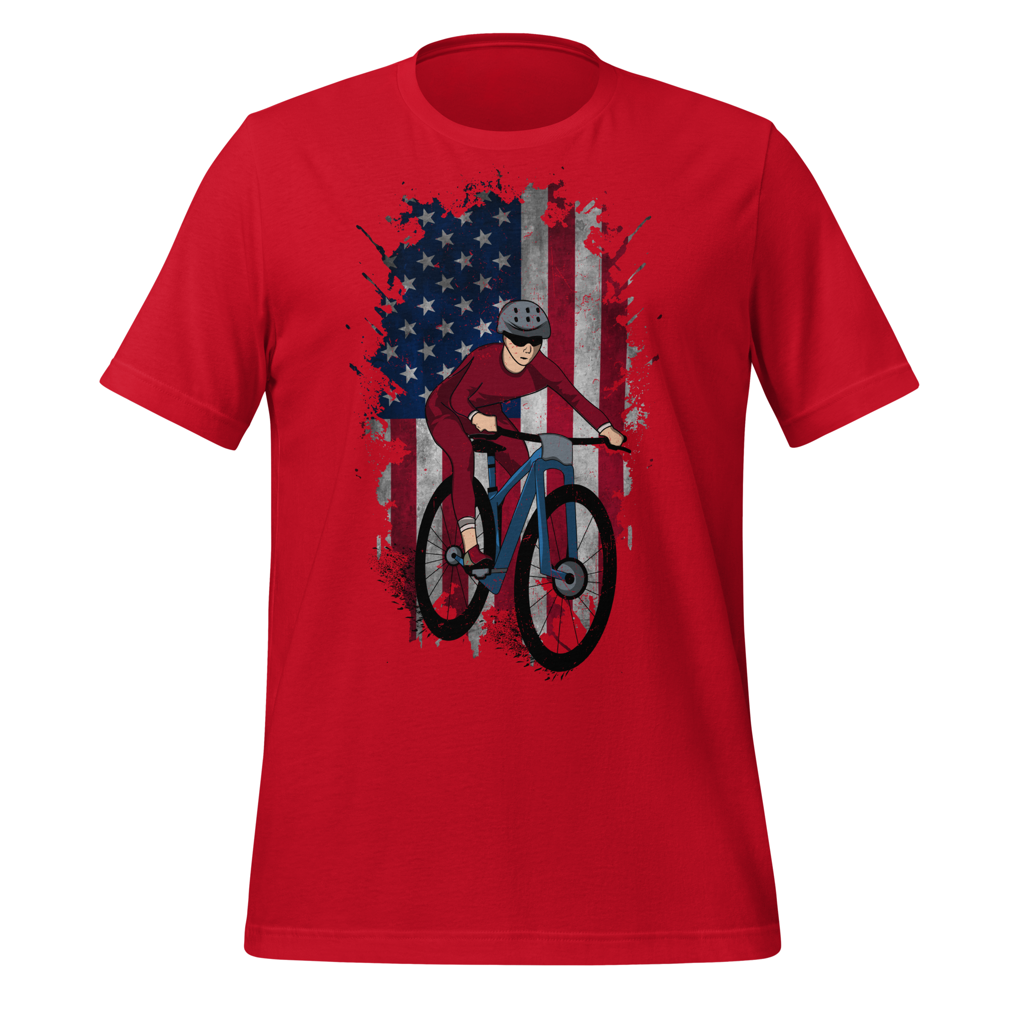 Mountain Bike American Flag T-Shirt | Patriotic Cycling Tee   Cyclist Hive