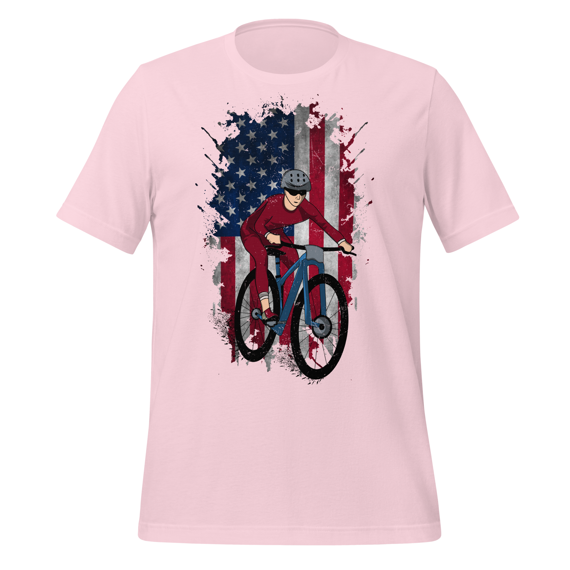 Mountain Bike American Flag T-Shirt | Patriotic Cycling Tee   Cyclist Hive