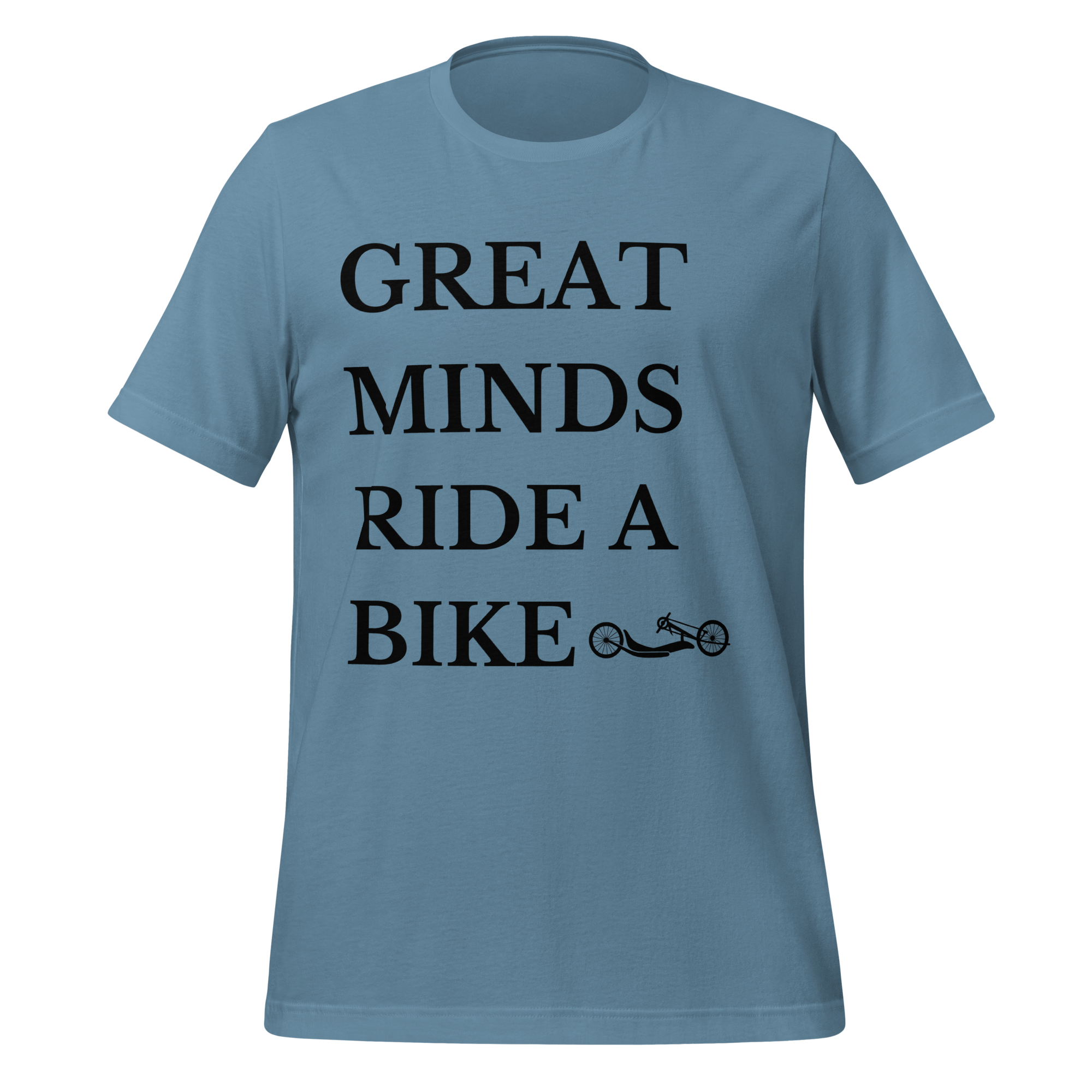 Great Minds Ride a Bike Handcycle T-Shirt | Adaptive Cycling Tee  Steel Blue / 2XL Cyclist Hive
