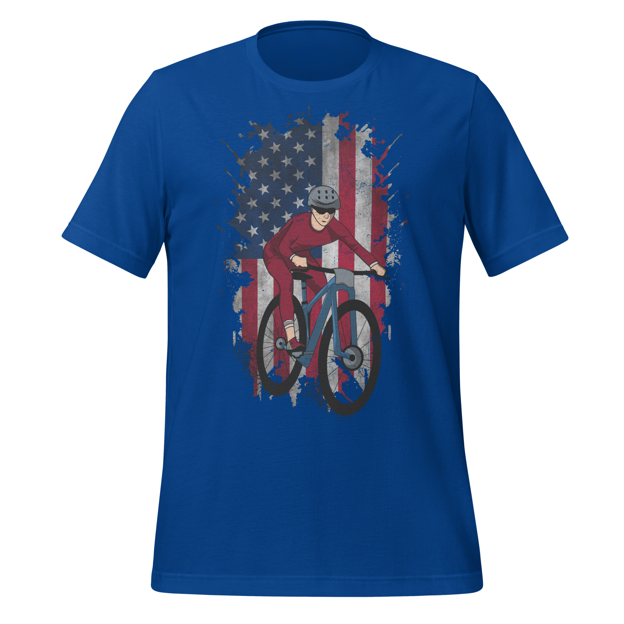 Mountain Bike American Flag T-Shirt | Patriotic Cycling Tee   Cyclist Hive