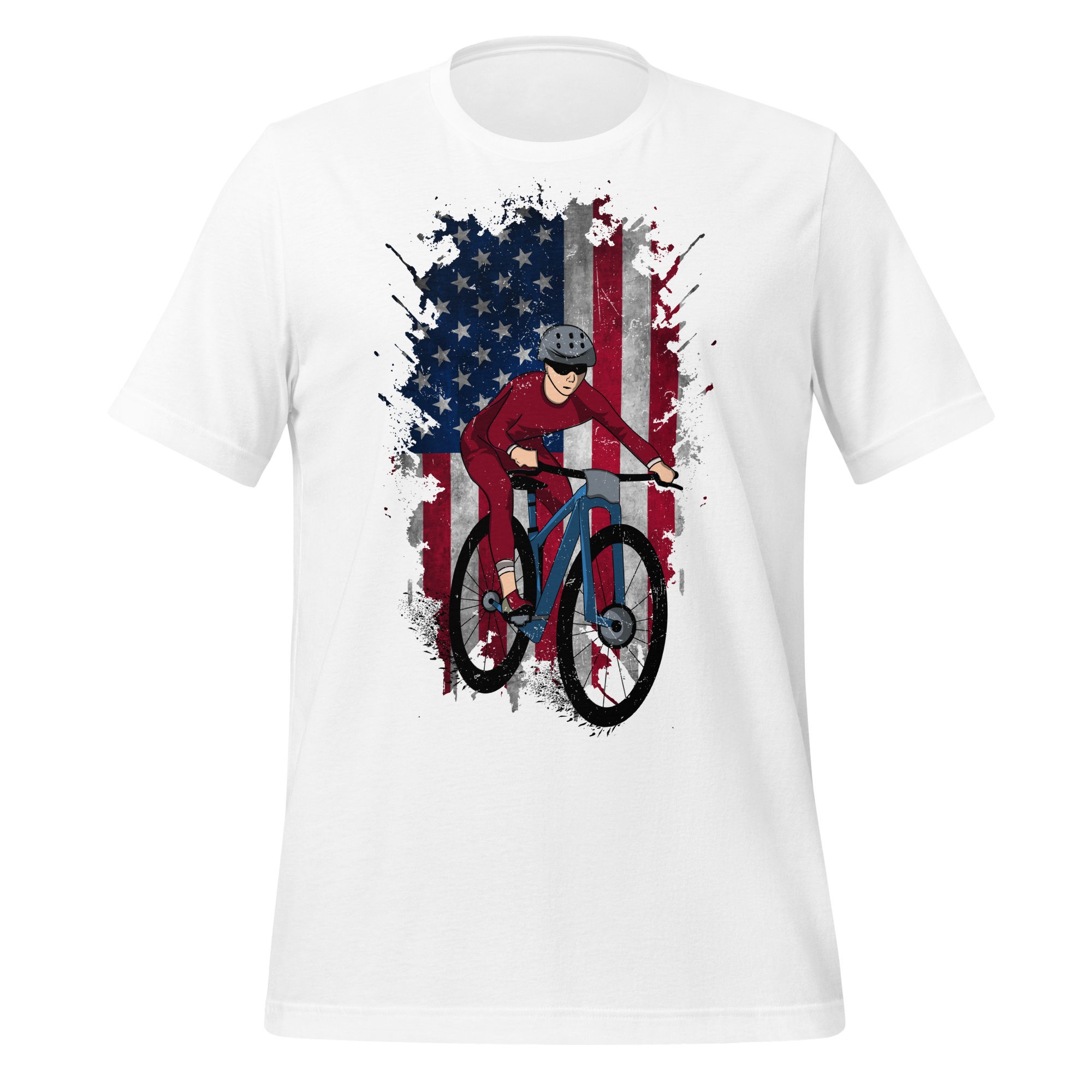 Mountain Bike American Flag T-Shirt | Patriotic Cycling Tee   Cyclist Hive