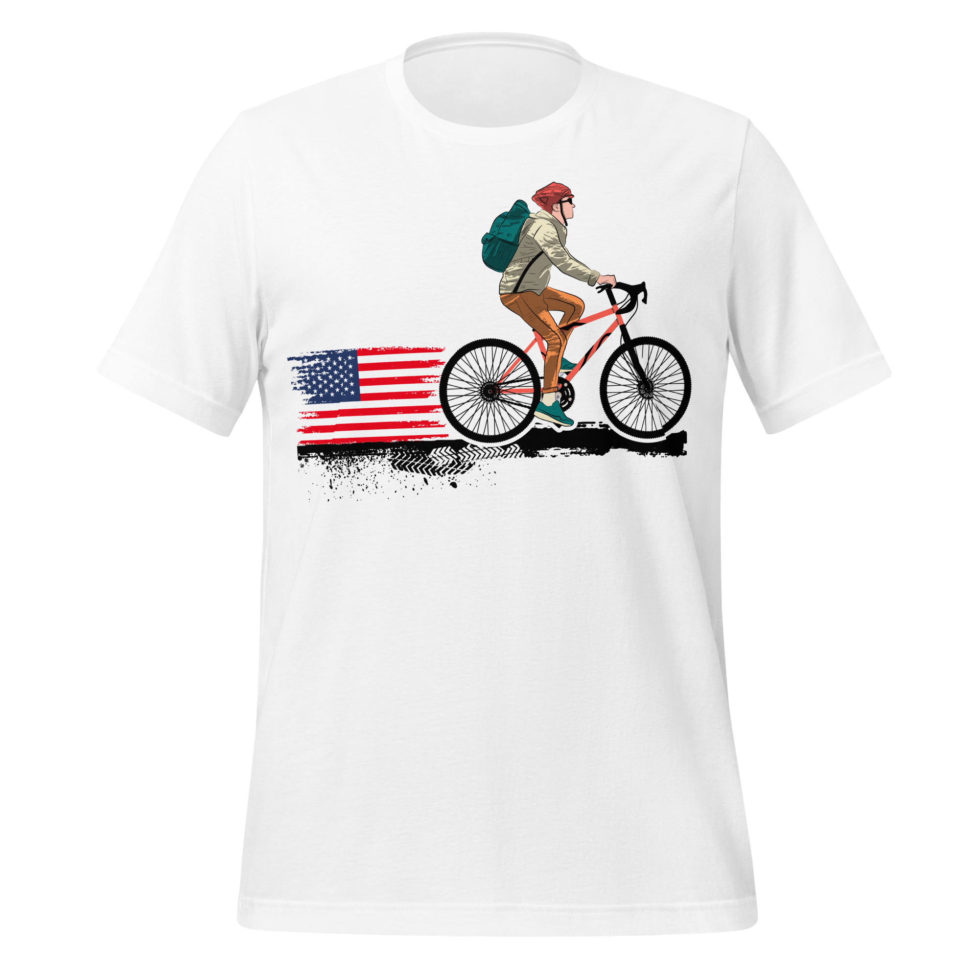 American Flag Cycling T-Shirt | Patriotic Bike Rider Tee   Cyclist Hive