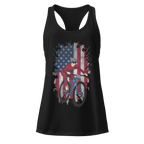Mountain Bike American Flag Women's Racerback Tank | Patriotic Cycling Tank Top   Cyclist Hive
