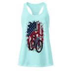 Mountain Bike American Flag Women's Racerback Tank | Patriotic Cycling Tank Top   Cyclist Hive