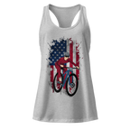 Mountain Bike American Flag Women's Racerback Tank | Patriotic Cycling Tank Top   Cyclist Hive