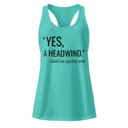 “Yes, A Headwind.” Women’s Racerback Tank Top | Funny Cycling Tank  Tahiti Blue / 2XL Cyclist Hive