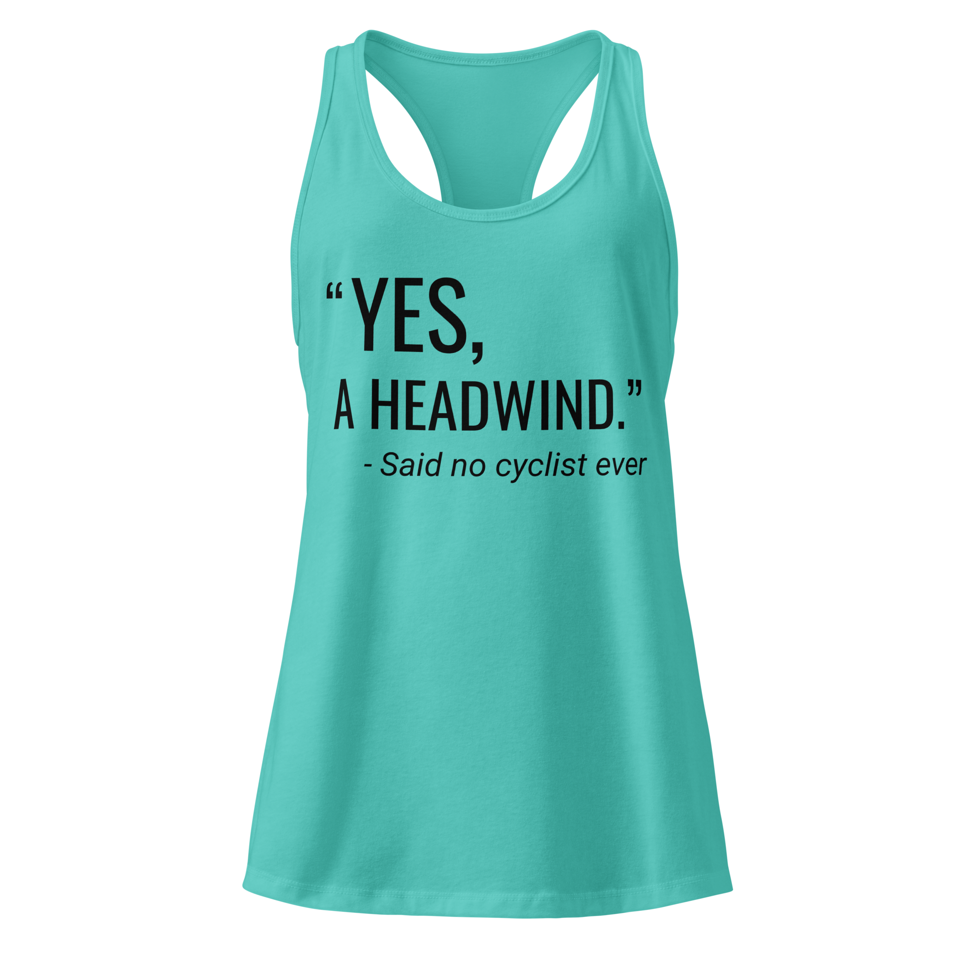 “Yes, A Headwind.” Women’s Racerback Tank Top | Funny Cycling Tank  Tahiti Blue / 2XL Cyclist Hive