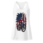 Mountain Bike American Flag Women's Racerback Tank | Patriotic Cycling Tank Top   Cyclist Hive
